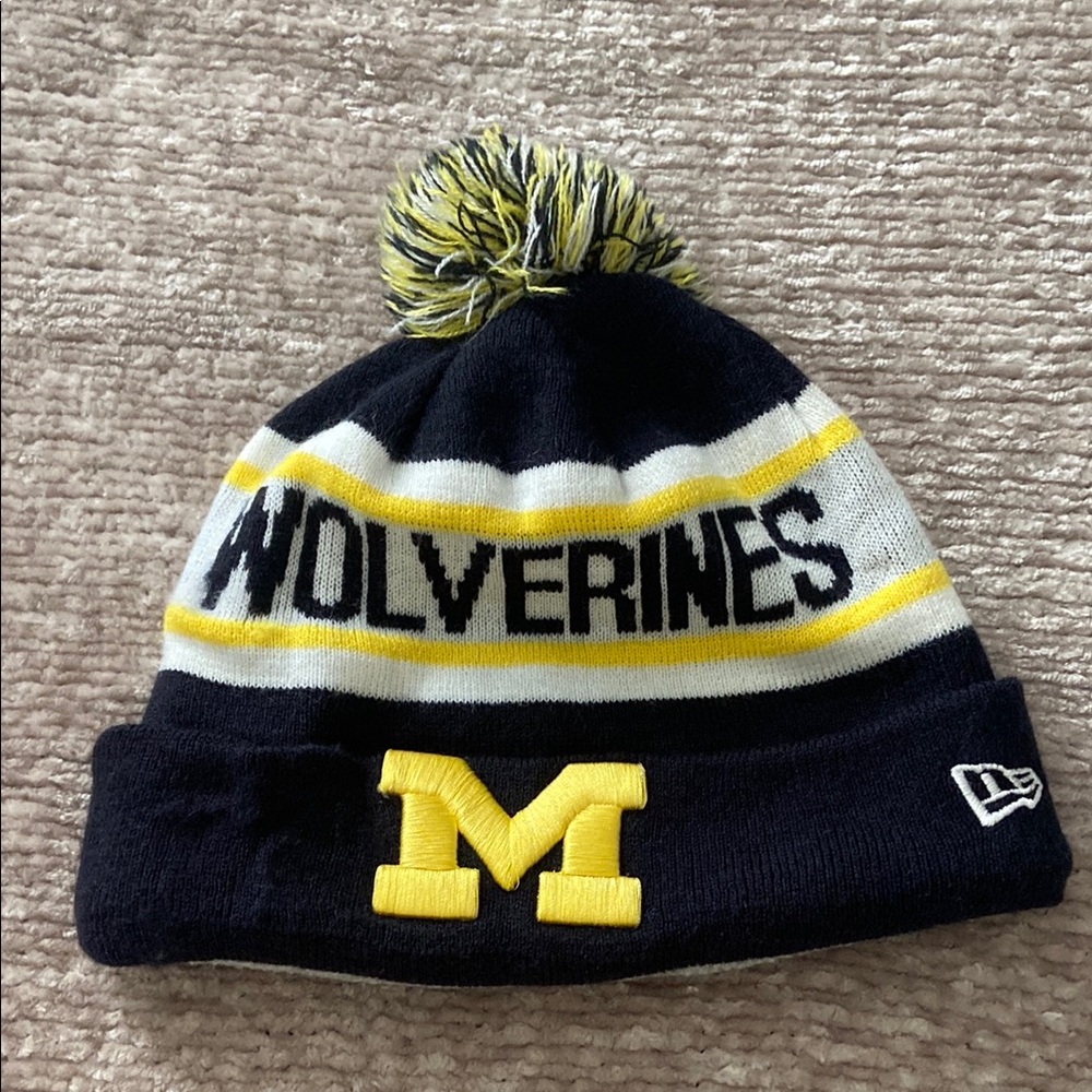 New Era Blue and Yellow Wolverines Knit Hat